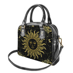 Black And Gold Celestial Sun Print Shoulder Handbag