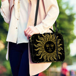 Black And Gold Celestial Sun Print Shoulder Strap Bible Bag