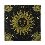 Black And Gold Celestial Sun Print Silk Bandana