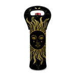 Black And Gold Celestial Sun Print Single Neoprene Wine Tote