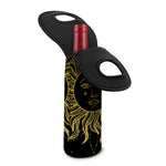 Black And Gold Celestial Sun Print Single Neoprene Wine Tote