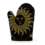 Black And Gold Celestial Sun Print Single Oven Mitt