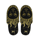 Black And Gold Celestial Sun Print Slippers