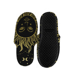 Black And Gold Celestial Sun Print Slippers