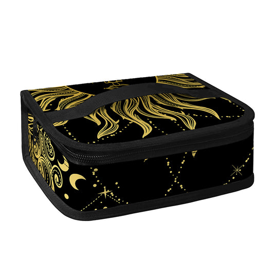 Black And Gold Celestial Sun Print Small Lunch Bag