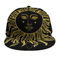 Black And Gold Celestial Sun Print Snapback Cap