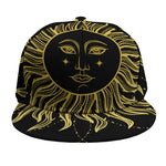 Black And Gold Celestial Sun Print Snapback Cap