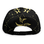 Black And Gold Celestial Sun Print Snapback Cap