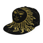 Black And Gold Celestial Sun Print Snapback Cap