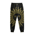 Black And Gold Celestial Sun Print Sweatpants