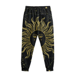 Black And Gold Celestial Sun Print Sweatpants