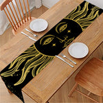 Black And Gold Celestial Sun Print Table Runner