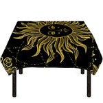 Black And Gold Celestial Sun Print Tablecloth