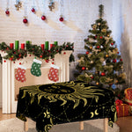 Black And Gold Celestial Sun Print Tablecloth