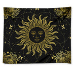 Black And Gold Celestial Sun Print Tapestry