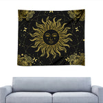 Black And Gold Celestial Sun Print Tapestry