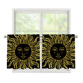 Black And Gold Celestial Sun Print Tier Curtains