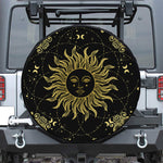 Black And Gold Celestial Sun Print Tire Cover