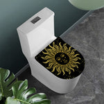 Black And Gold Celestial Sun Print Toilet Lid Cover