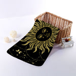 Black And Gold Celestial Sun Print Towel