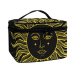 Black And Gold Celestial Sun Print Travel Makeup Bag