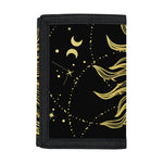 Black And Gold Celestial Sun Print Trifold Wallet