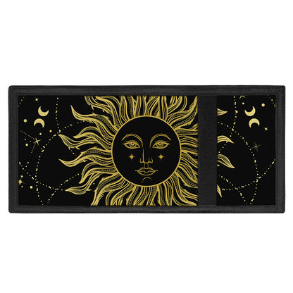 Black And Gold Celestial Sun Print Trifold Wallet