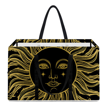 Black And Gold Celestial Sun Print Utility Tote Bag