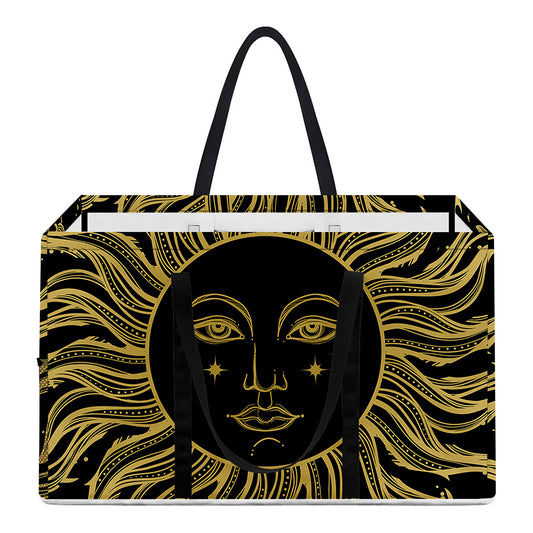 Black And Gold Celestial Sun Print Utility Tote Bag