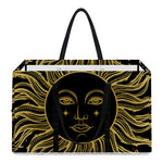 Black And Gold Celestial Sun Print Utility Tote Bag