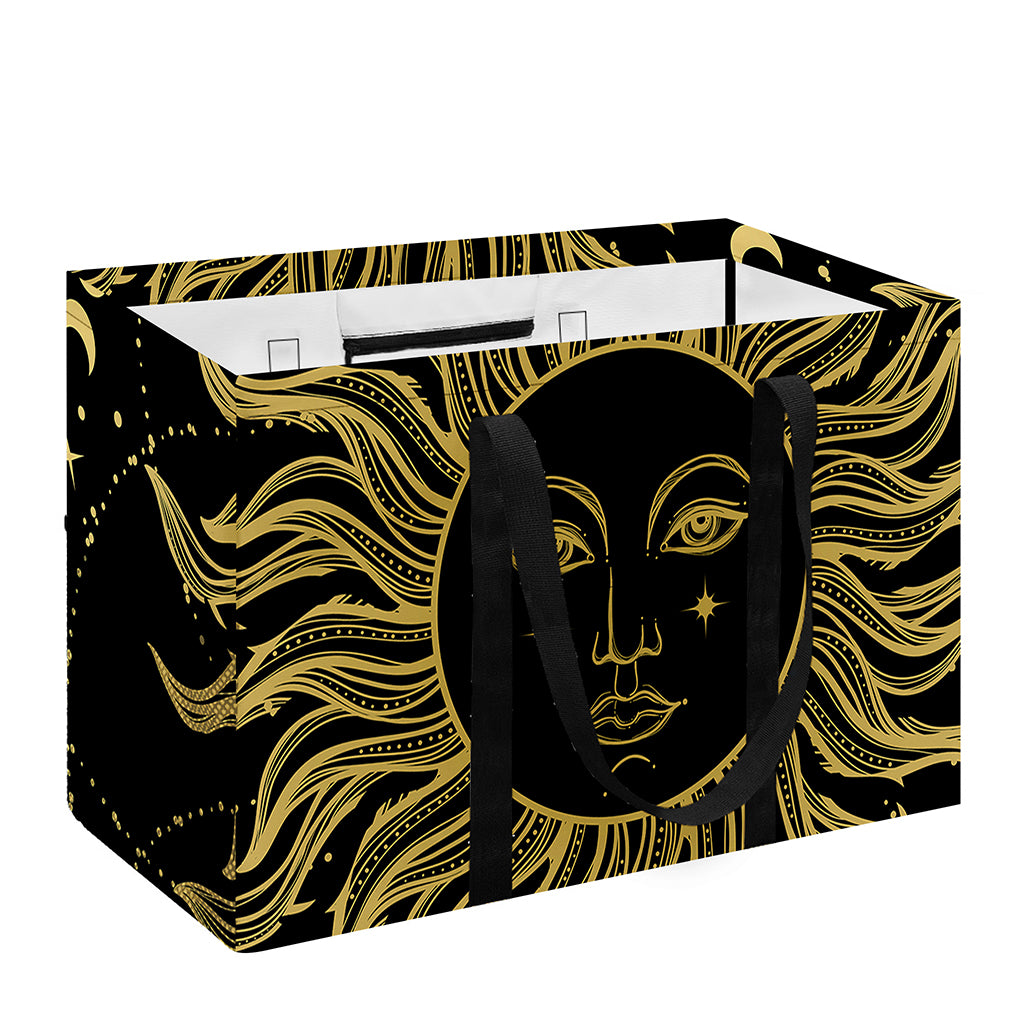 Black And Gold Celestial Sun Print Utility Tote Bag