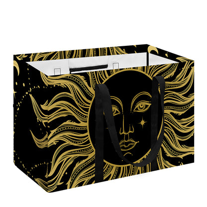 Black And Gold Celestial Sun Print Utility Tote Bag