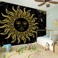 Black And Gold Celestial Sun Print Wall Sticker