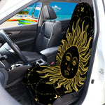 Black And Gold Celestial Sun Print Waterproof Car Seat Cover