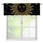 Black And Gold Celestial Sun Print Window Valance