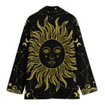 Black And Gold Celestial Sun Print Women's Blazer