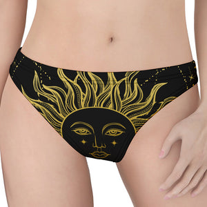 Black And Gold Celestial Sun Print Women's Thong