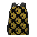 Black And Gold Dragon Pattern Print 17 Inch Backpack