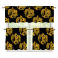 Black And Gold Dragon Pattern Print 3 Piece Kitchen Curtains