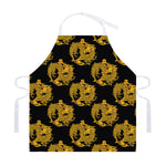 Black And Gold Dragon Pattern Print Adjustable Apron