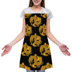 Black And Gold Dragon Pattern Print Adjustable Apron