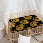 Black And Gold Dragon Pattern Print Baby Crib Sheet