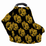Black And Gold Dragon Pattern Print Baby Seat Cover