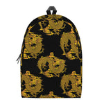 Black And Gold Dragon Pattern Print Backpack