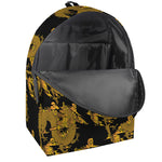 Black And Gold Dragon Pattern Print Backpack