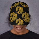 Black And Gold Dragon Pattern Print Baseball Cap