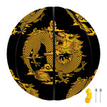 Black And Gold Dragon Pattern Print Basketball