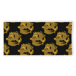 Black And Gold Dragon Pattern Print Beach Towel