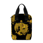 Black And Gold Dragon Pattern Print Bible Tote Bag