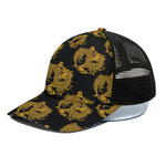 Black And Gold Dragon Pattern Print Black Mesh Trucker Cap